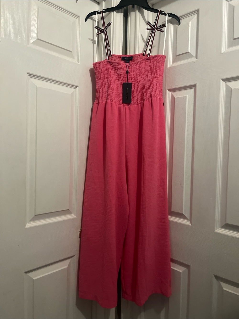Tommy Hilfiger Pink Smocked Strap Jumpsuit